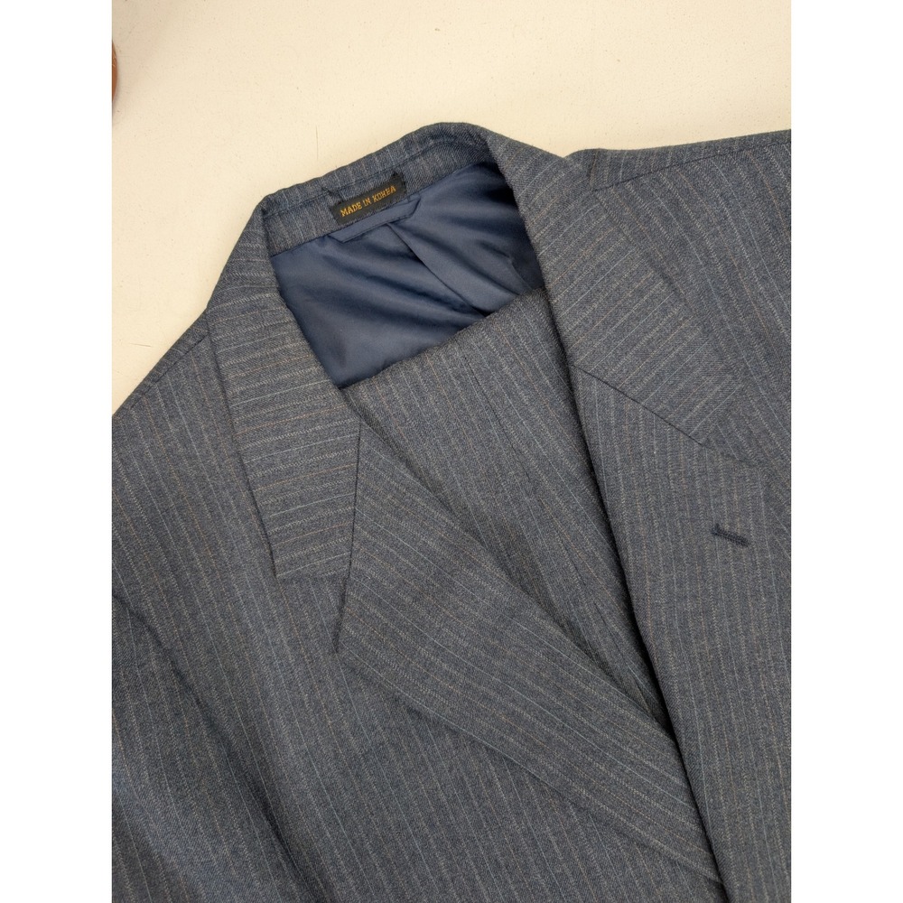 Witty Brothers Mens 40L Blue Pinstripe Wool Blend Two Piece Suit Blazer Pant Set